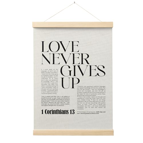 FGFK Christian 1 Corinthians 13 Wall Art Poster Hanger Frame, Bible Verses Wall decor, Black and White Religious Scripture Canvas Prints Framed Wall Decor for Home Office Church, 12x16 Inch - color: 1 Corinthians 13