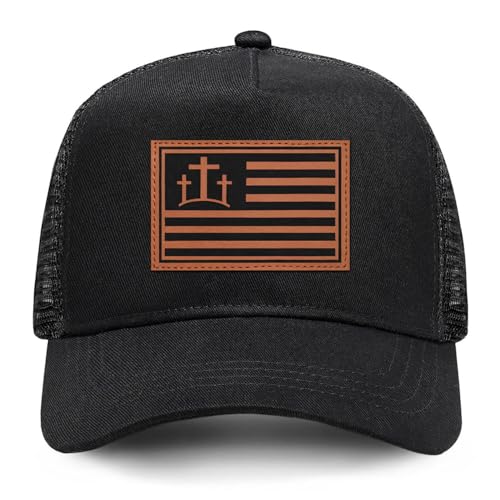 Christian Jesus Cross Trucker Hat Faith Hats for Men Women Religious Gifts - color: A-black