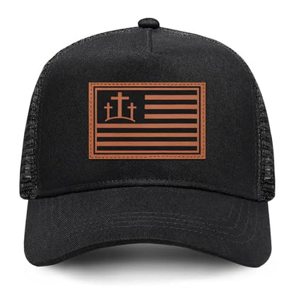 Christian Jesus Cross Trucker Hat Faith Hats for Men Women Religious Gifts - color: A-black