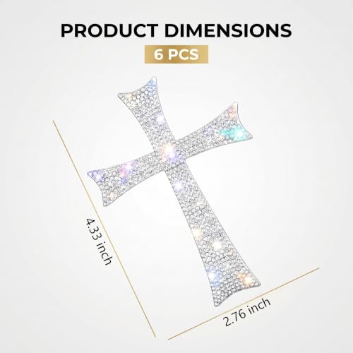 6PCS Rhinestone Cross Car Decals, Sparkly Waterproof Religious Christian Faith Sticker with Self-Adhesive, Crystal Bling Decoration for Car Window Bumper Laptop Motorcycle Helmet