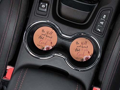 , Christian Bible Psalm 46:10 Design Absorbent ROUND Fabric Felt Neoprene Car Coasters for Drinks, 2pcs Set - color: Christian Bible Psalm 46:10