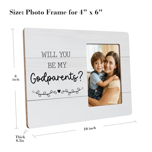 Godparents Picture Frame Baptism Gifts, Godchild Christening Gift for Godfather, Will You Be My Godparents Frames Fits 4x6 Photo - color: Blue