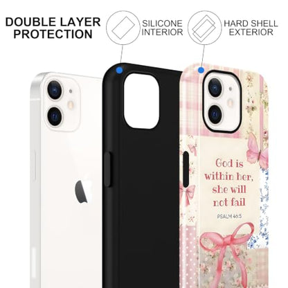 Cute Jesus Bow Collage Phone Case for iPhone 12/iPhone 12 Pro 6.1'' - color: Bible verses pink bow, size: iPhone 12/iPhone 12 Pro