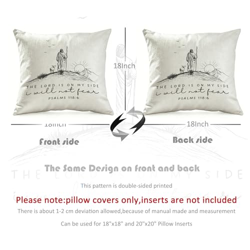 Christian Psalms 118:6 Pillow Cover 18x18 - color: White-bible