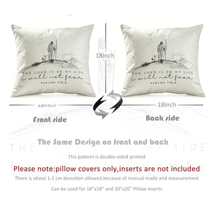 Christian Psalms 118:6 Pillow Cover 18x18 - color: White-bible