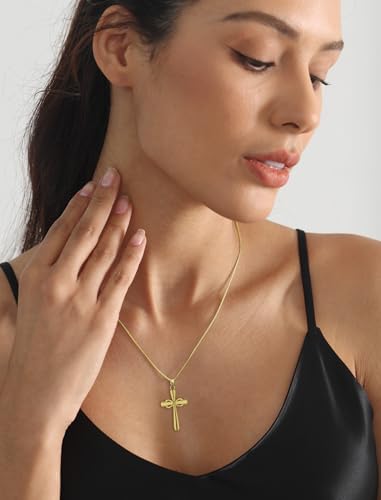 YL Cross Necklace 925 Sterling Silver Infinity Pendant Ankh Criss Jewelry for Women - color: B: all 18k gold