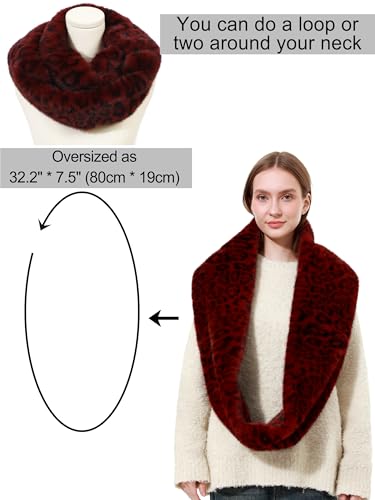 LA CARRIE Womens Leopard Print Infinity Scarf Loop Circle Neck Warmer - color: Leopard Red