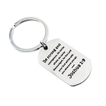 Hibetek Bible Verse Keychain for He Will Order His Angels to Protect You Keychain - color: Be Strong and Courageous