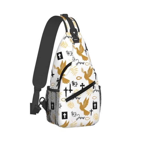 Jesus Christian Cross Sling Backpack Shoulder Chest Bag For Men Women Hiking Travel Crossbody Daypack - color: Jesus Christian Cross-0002