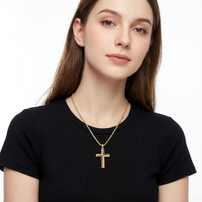 14K Gold Plated Cross Pendant Necklace Christian Jewelry Religious Gift - color: A10-Cross Gold Wood