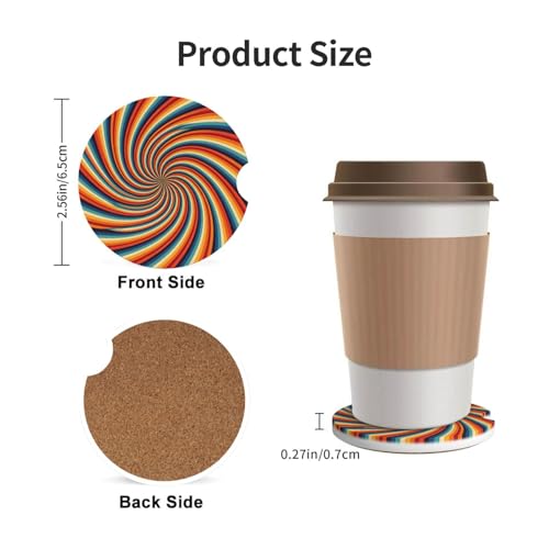 Swirl Stripe 2 Pcs Car Cup Holder Coasters Absorbent Ceramic Coaster - color: Brown