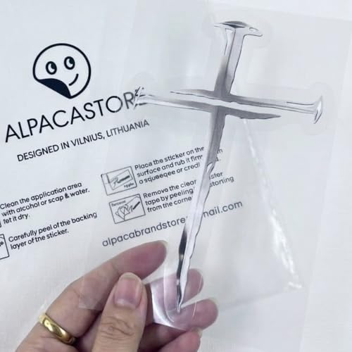 Cross of Nails Sticker - Vinyl Christian Sign Decal, Pack of 2, 6'' (Silver) - color: Silver