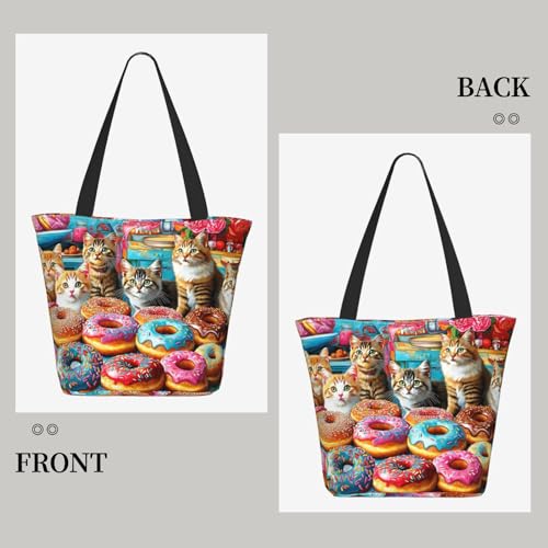 Funny Christian Tote Bags For Women With Zipper Christian Gifts For Work Gym Travel Beach Women With Large Capacity - color: Donuts