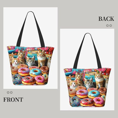 Funny Christian Tote Bags For Women With Zipper Christian Gifts For Work Gym Travel Beach Women With Large Capacity - color: Donuts