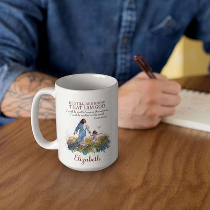Customized Jesus And Child White Cup With Name, Christian Themed Mug Gift, Flower Bible Verse Coffee Mug, Meaningful Cup Gift For Girl Friend, Personalized Bible Verse Cup 11Oz - color: XUA-624-2339-Jesus And Baby