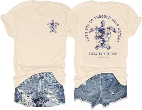 Christian T-Shirt Women Faith Inspirational Graphic Shirts Tee Short Sleeve Religious Bible T Shirt Tops - color: Apricot-1, size: X-Large