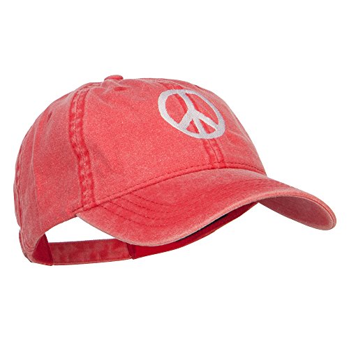 e4Hats.com Peace Symbol Embroidered Washed Cap - color: Red