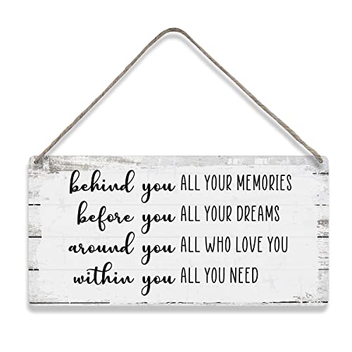 MIGUMUTU Motivational Behind You All Your Memories Before You All Your Dreams Quote Sayings Home Wall Decor Wooden Signs Rustic Farmhouse Hanging Wall Plaque Sign Gift - color: Reach your dream