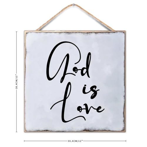 Bible Verse Sign God Is Love Wooden Quote Sign 12x12 Bible Verse Sign Inspirational Christian Gifts Religious Sign Rustic Wood Hanging Sign for Home Bedroom Living Room Wooden Poster - color: Wooden Color-style-3