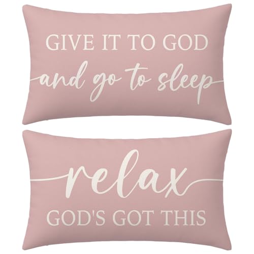 Dusty Rose Pink Throw Pillow Covers 12x20 Set of 2, Christian Decor - color: Dusty Rose