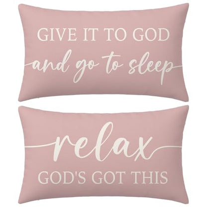 Dusty Rose Pink Throw Pillow Covers 12x20 Set of 2, Christian Decor - color: Dusty Rose