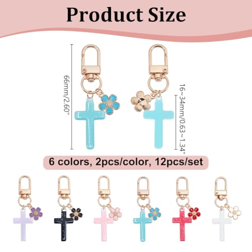 Cross Keychains Bulk Easter Christian Baptism Party Favors Easter Bible Car Keychain Key Chain Faith Cross - color: 6 Colors