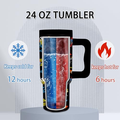 24oz Monster Truck Tumbler with Handle and Straw, Truck Gifts for Boys - color: Truck1