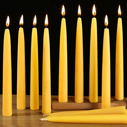 Beeswax Taper Candles,100% Natural Bees Wax Candle Sticks,18 Pack,8 Inch - color: Yellow, size: 8 inch
