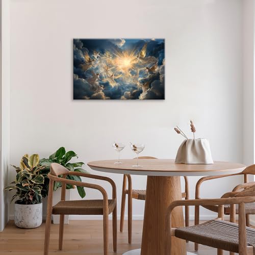 Angel Wall Art Cherub Pictures Wall Decor Angel Wings Canvas Print Painting Modern Home Decoration Framed Artwork For Living Room Bathroom Bedroom Kitchen Office 16"X24" - color: Angle, size: 16"L x 24"W
