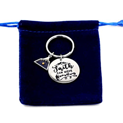 Uloveido Stainless Steel Faith Cross Keychain & Jesus Loves Me Christian Keyring Mustard Seed Charms Religious Jewelry - style: Faith Can Move-triangle
