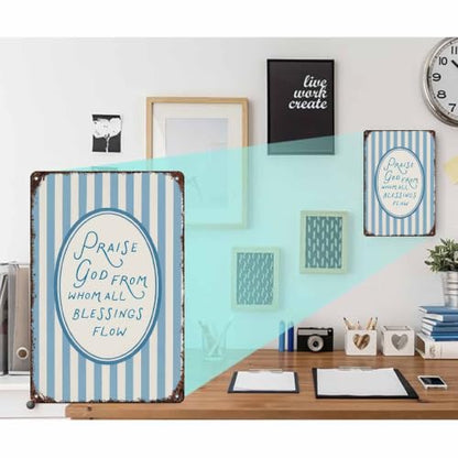 Praise God from Whom All Blessings Flow Farmhouse Metal Sign 8 x 12 Inch