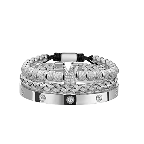 WFYOU Stainless Steel Bracelets for Men Gold Cuff Bracelet Birthday Gifts - color: Silver 9