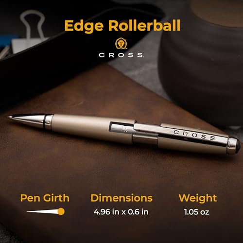 Cross Edge Gel Rollerball Pen, Sonic Titanium and Chrome Trim, Personalized — Engineer, Architect, Tech Professional, or STEM Graduation Recognition Gift - color: Sonic Titanium