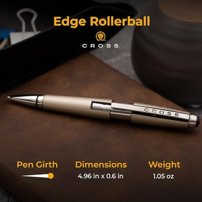 Cross Edge Gel Rollerball Pen, Sonic Titanium and Chrome Trim, Personalized — Engineer, Architect, Tech Professional, or STEM Graduation Recognition Gift - color: Sonic Titanium