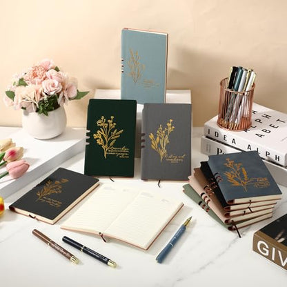 10 Sets Christian Gifts Inspirational Notebook A6 Leather Aesthetic Journals with Bible Verse Prayer Pen Religious Church Thank You Gift for Women Men Coworker Teachers