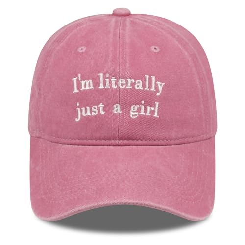 Funny Vintage Baseball Cap, Adjustable Cotton Embroidered Hat for Men Women, Retro Humor Gift Trucker Caps - color: I'm Literally Just a Girl - Pink