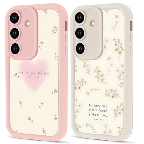 2 Pack Cute Flower Christian Bible Verse Phone Case for Samsung Galaxy A14 5G 6.6", Aesthetics Jesus Quote Religious Florals Pattern Cases Soft TPU Shockproof Protective Cover for Girls Women - color: Flower Quote, size: for Samsung Galaxy A14 5G
