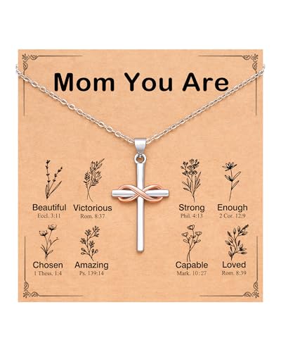 Infinity Cross Necklace for Women, Easter Mothers Day Confirmation Gifts - style: Mom you are beautiful...