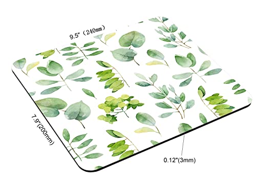 Watercolor Herbal Leaves Mouse Pad, Eucalyptus Green Leaf Natural Plant Foliage Botanical Customized Non-Slip Rubber Base Mousepads, Computer Mouse Pads for Wireless Mouse 9.5×7.9×0.12 inches - color: TSP236