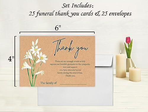 lily Minimalism Funeral Thank You Cards with Envelopes,Fillable Funeral Thank You Cards,Thank You Notes,Thank You Notes With Envelopes Set,Floral Thank You Cards,Personalized Thank You Cards,G5 - color: multicolorGX05