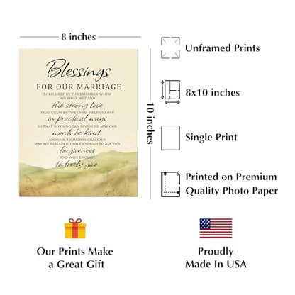 Blessings for Our Marriage Prayer Wall Art Print, 8x10 Unframed - size: 10"L x 8"W, style: Unframed