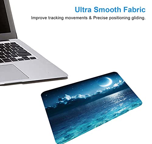 Ocean and Moon Mouse Pad, Romantic Moon On Sea in Magic Night, Waterproof Non-Slip Rubber Base Mousepad, 9.5"x7.9"x0.12" Inch - color: S401