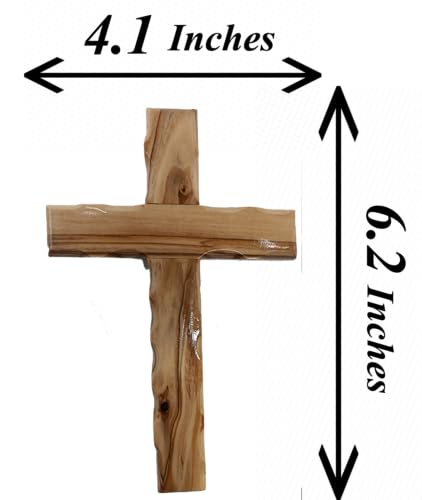 Zuluf 6.2" Olive Wood Plain Wall Cross | Christian Handmade Wooden Cross for Wall from Jerusalem Holy Land | Wall Cross for Home Decor | Catholic Wall Art | Religious Christian Decor Gift - size: 6.3"L x 3.9"W