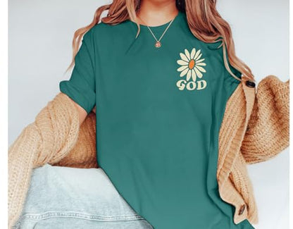 Christian Shirts for Women Jesus Shirt Christian Graphic Tees - color: Green, size: X-Large