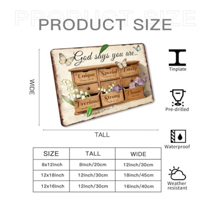 Religious Metal Sign Jesus Signs God Says You Are Sign 12x16 Inch - color: God Says You Are Flower_1, size: 12x16 Inch