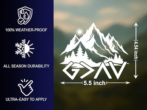 God is Greater Than The Highs and Lows Car Decal - Christian Faith Mountain Vinyl Sticker for SUV Truck Window Laptop - Gift for Believers