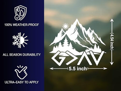 God is Greater Than The Highs and Lows Car Decal - Christian Faith Mountain Vinyl Sticker for SUV Truck Window Laptop - Gift for Believers