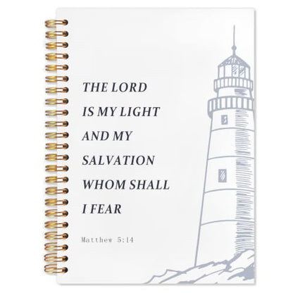 Nautical Lighthouse Christian Spiral Notebook 5.5x8.3 - color: White Nautical Lighthouse Christian