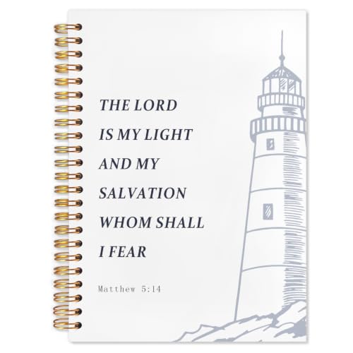 Nautical Lighthouse Christian Spiral Notebook 5.5x8.3 - color: White Nautical Lighthouse Christian