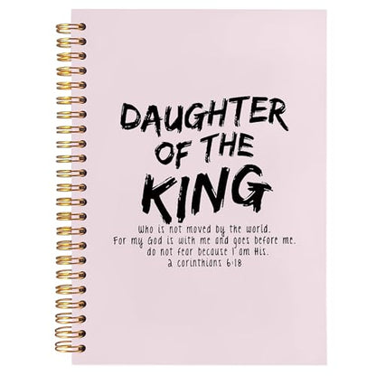 BearCake Prayer Journal for Woman,Christian Bible Journal,Christian Gifts for Women, Bible Notebooks for Note Taking, Daughter of the King,Spiral bible Notebook 5.5x8.3 Pink - color: white Bible-6：18 pink
